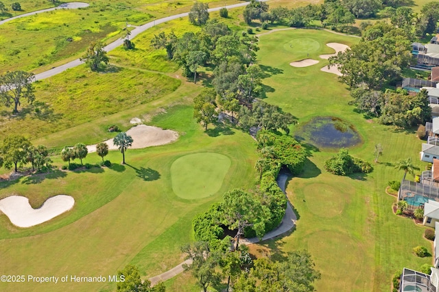 drone / aerial view featuring golf course view