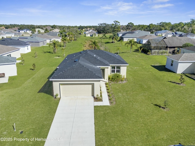 aerial view with a residential view