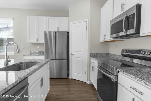 kitchen featuring white cabinetry, appliances with stainless steel finishes, and a sink