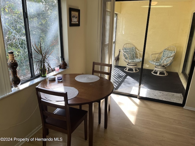 dining room featuring baseboards and wood finished floors