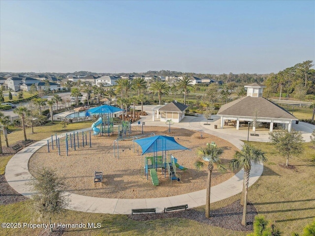 community play area featuring a gazebo