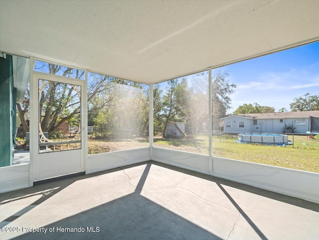 view of unfurnished sunroom