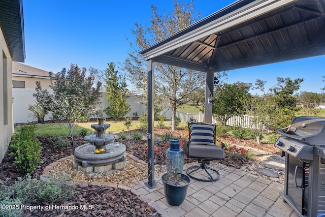 view of patio / terrace featuring grilling area and a fenced backyard