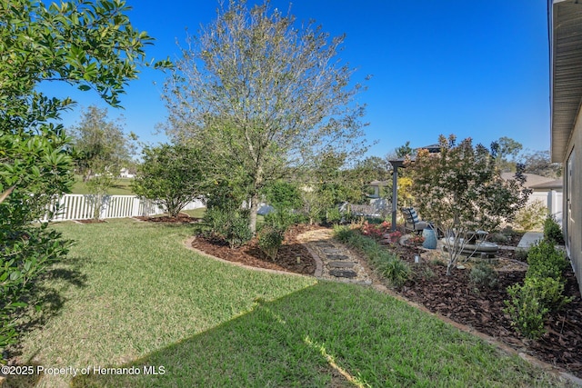 view of yard with a fenced backyard