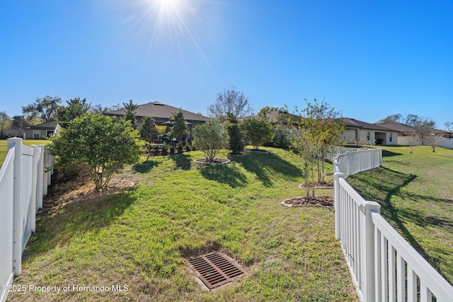 view of yard with a fenced backyard