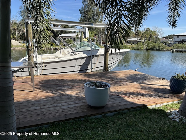 view of dock featuring a water view