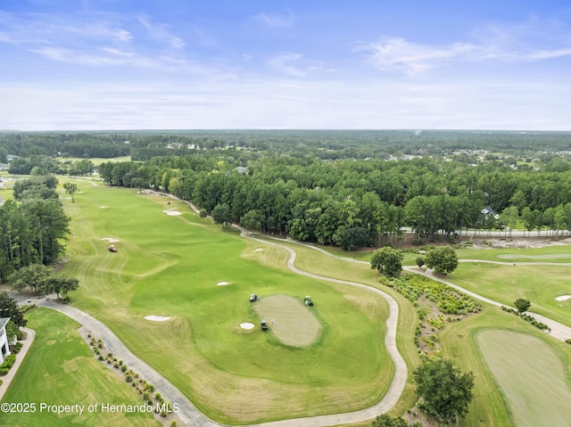 birds eye view of property featuring view of golf course