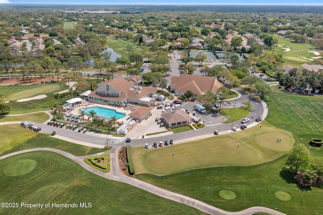 birds eye view of property featuring view of golf course