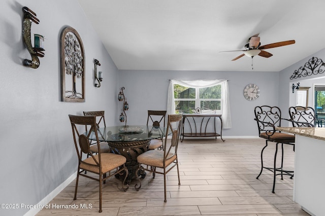 13415 Ester Dr, Brooksville, FL 34613 - dining space featuring baseboards, light wood-style floors, and ceiling fan