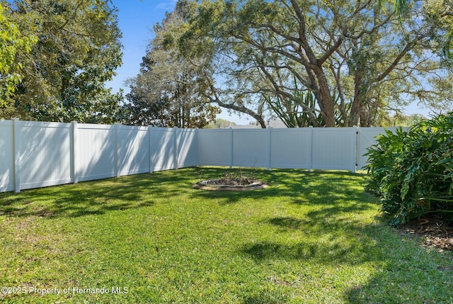 view of yard featuring a fenced backyard