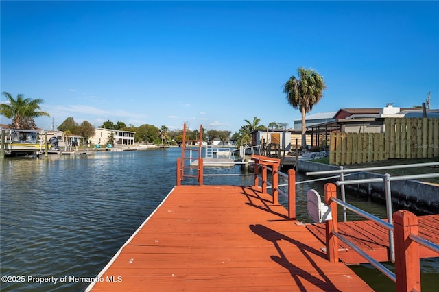 view of dock featuring a water view