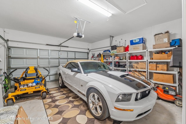 garage with a garage door opener