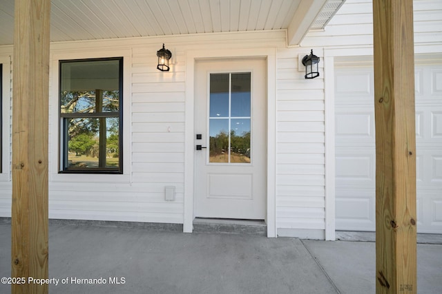 entrance to property with a garage