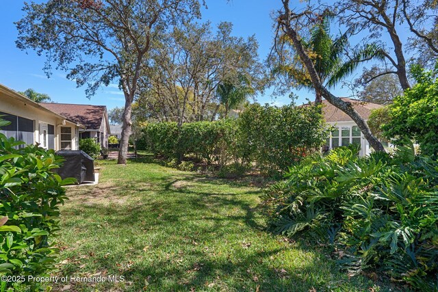 view of yard featuring a sunroom