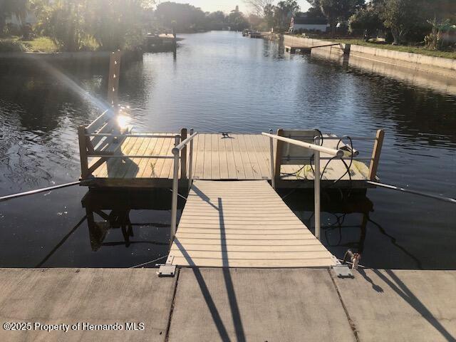 dock area featuring a water view