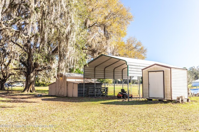 view of shed featuring a carport