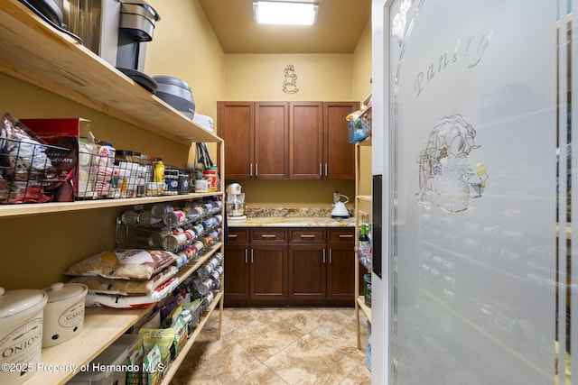 interior space featuring open shelves