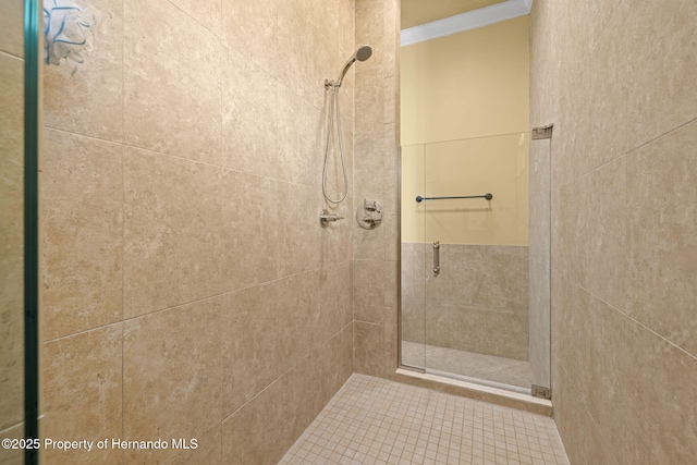 bathroom with a stall shower