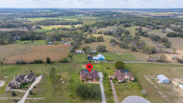 aerial view featuring a rural view