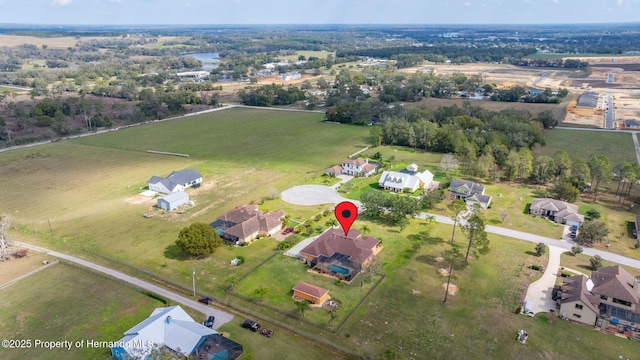bird's eye view featuring a rural view