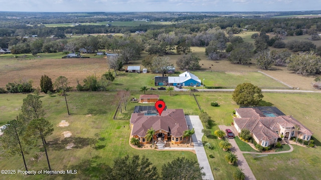aerial view featuring a rural view