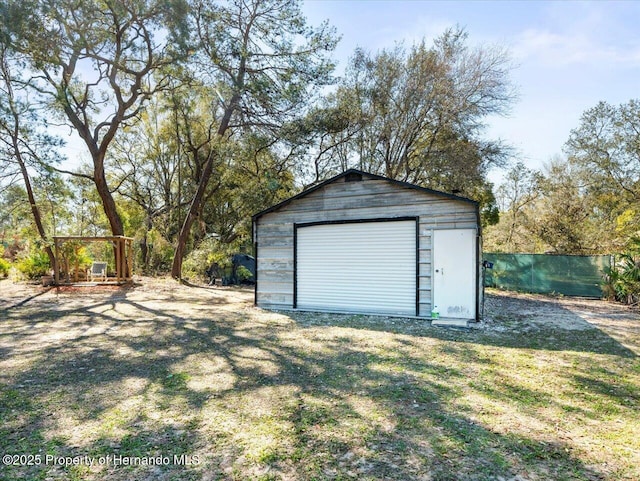 view of detached garage