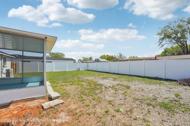 view of yard featuring a fenced backyard