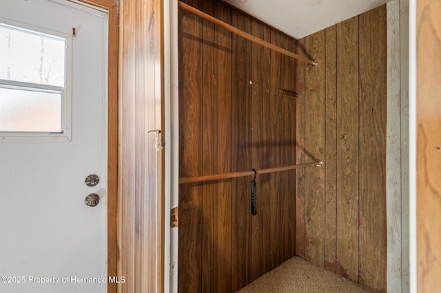 interior space with wood walls