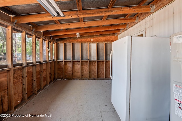 interior space with freestanding refrigerator