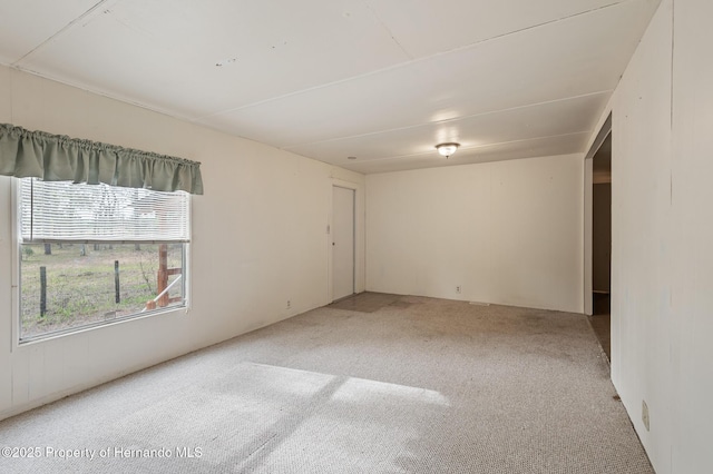 unfurnished room featuring light colored carpet