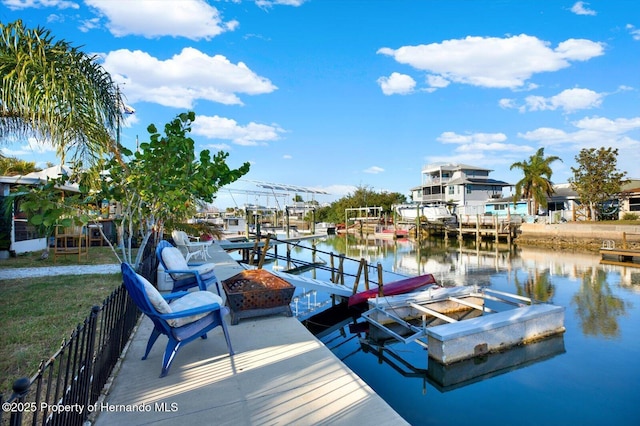 view of dock featuring a water view