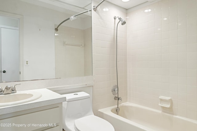 full bathroom featuring vanity, toilet, and shower / bathtub combination