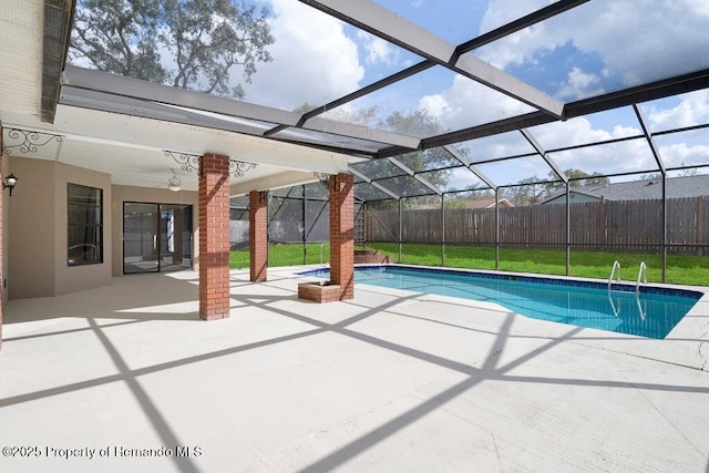11080 Marquette St, Spring Hill, FL 34609 - outdoor pool featuring a lanai, a patio, a yard, and fence