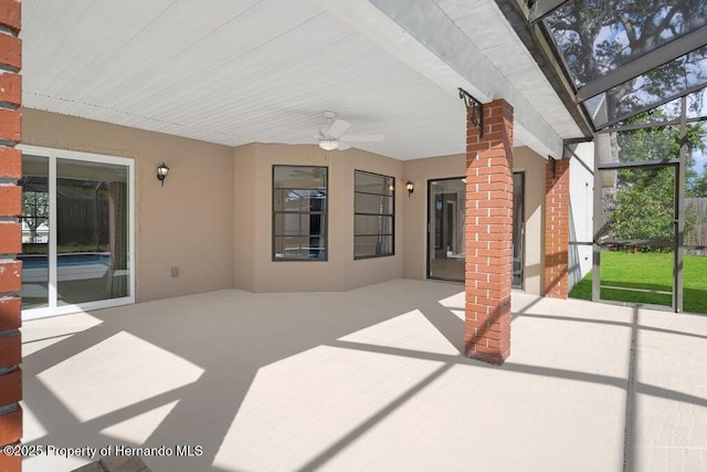 11080 Marquette St, Spring Hill, FL 34609 - view of patio / terrace with a lanai and ceiling fan