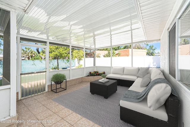 sunroom with outdoor lounge area