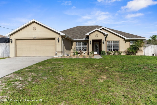 1018 Stratton Ave, Spring Hill, FL 34609 - single story home featuring a front yard, stucco siding, fence, and concrete driveway