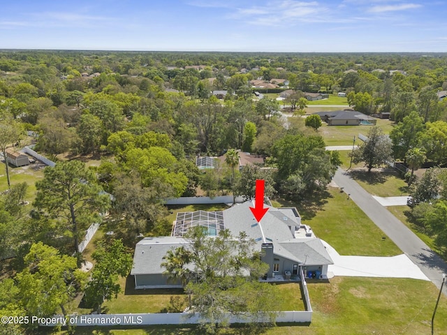1156 Battersea Ave, Spring Hill, FL 34609 - birds eye view of property featuring a wooded view