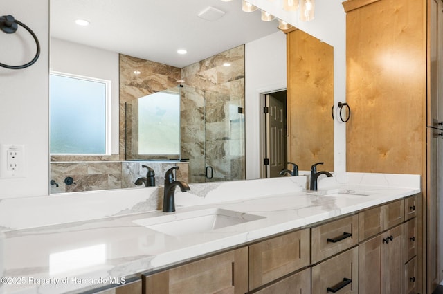16043 Penn State Rd, Weeki Wachee, FL 34614 - full bath featuring double vanity and a stall shower