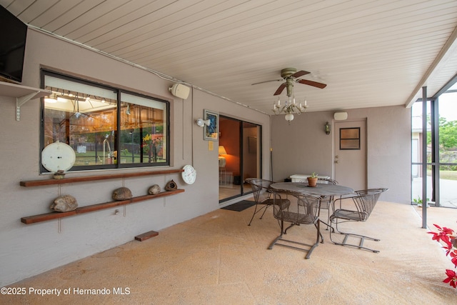 18216 Monteverde Dr, Shady Hills, FL 34610 - view of patio featuring ceiling fan and outdoor dining space