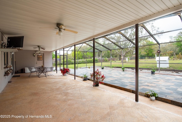 18216 Monteverde Dr, Shady Hills, FL 34610 - view of patio / terrace with a lanai and ceiling fan