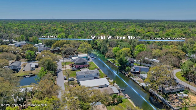 6448-2 W Richard Dr, Weeki Wachee, FL 34607 - aerial perspective of suburban area with a heavily wooded area and a large body of water
