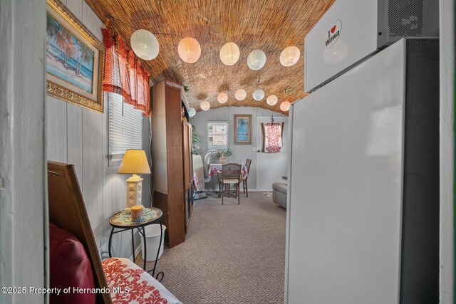 6448-2 W Richard Dr, Weeki Wachee, FL 34607 - hallway featuring carpet flooring and vaulted ceiling