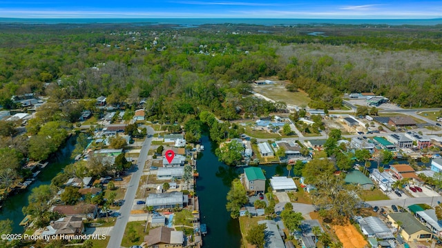 6448-2 W Richard Dr, Weeki Wachee, FL 34607 - aerial view of property and surrounding area featuring a heavily wooded area, nearby suburban area, and a nearby body of water