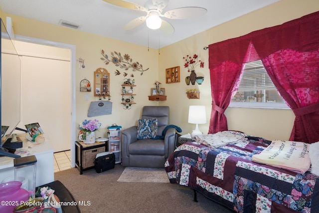 9414 Northcliffe Blvd, Spring Hill, FL 34606 - bedroom with a ceiling fan, visible vents, and carpet floors