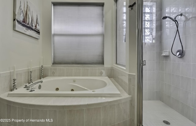 10109 Holly Berry Dr, Weeki Wachee, FL 34613 - full bathroom with a stall shower and a jetted tub