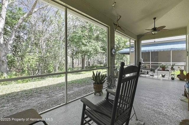 10109 Holly Berry Dr, Weeki Wachee, FL 34613 - sunroom featuring a ceiling fan
