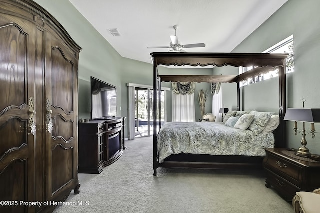 17364 Mediterranean Cir, Brooksville, FL 34614 - bedroom featuring access to outside, light carpet, multiple windows, and visible vents