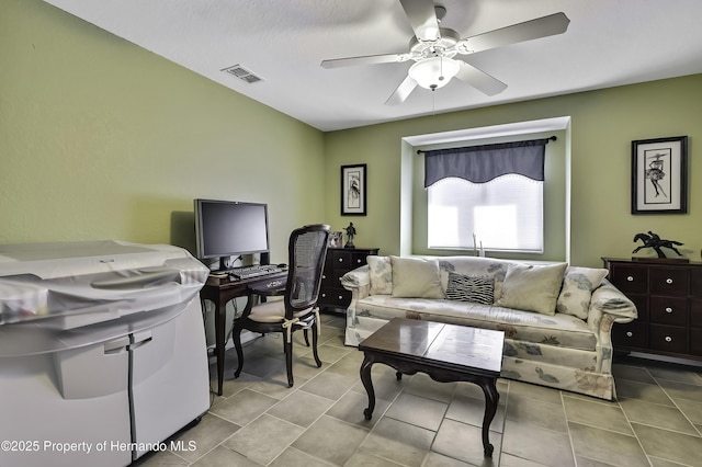 17364 Mediterranean Cir, Brooksville, FL 34614 - tiled office with ceiling fan and visible vents