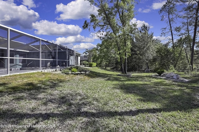 17364 Mediterranean Cir, Brooksville, FL 34614 - view of yard featuring glass enclosure
