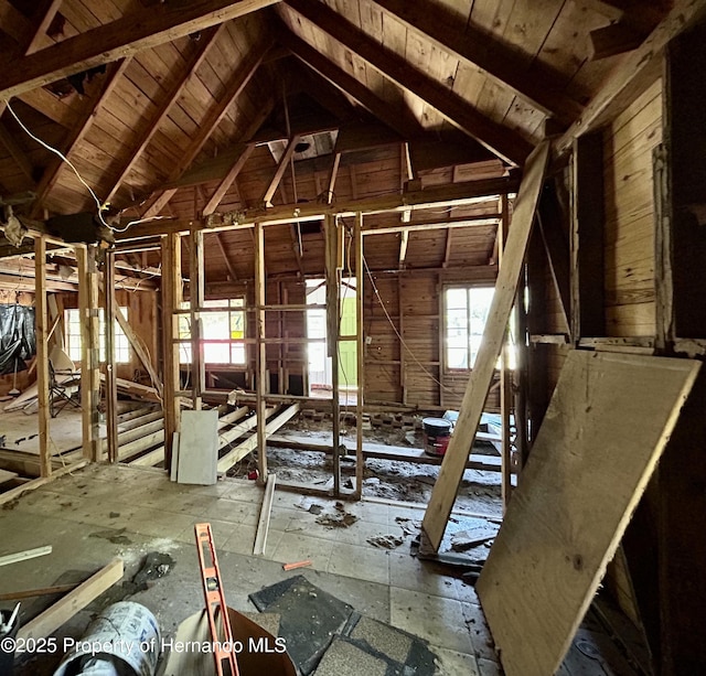 misc room with a wealth of natural light and vaulted ceiling